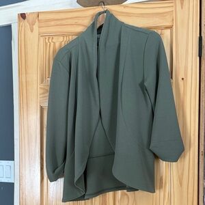 Olive Green Draped Open Front blazer